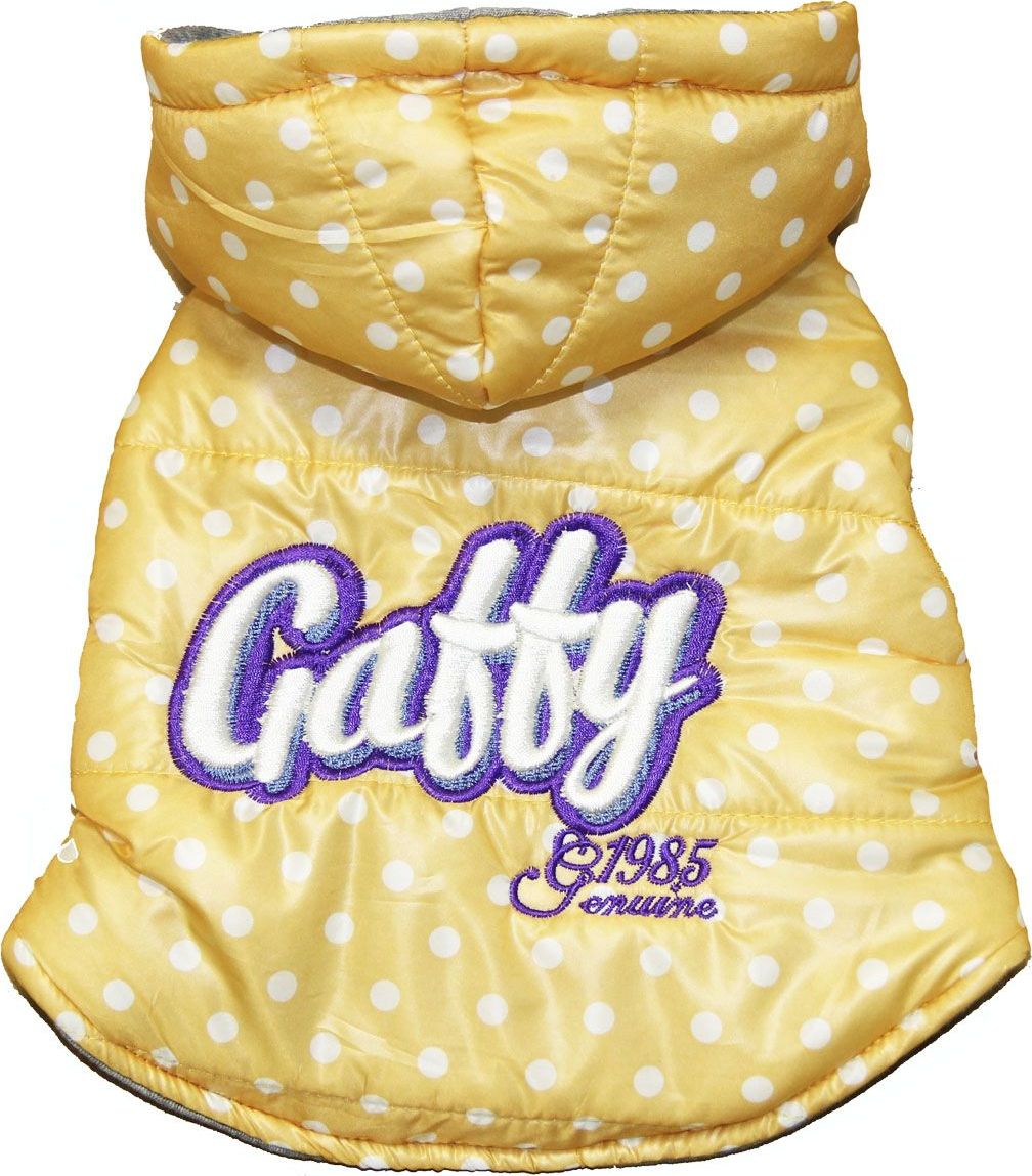 Куртка для собак Gaffy Pet Polka Dot. Размер S11016 S Куртка для собак Gaffy Pet Polka Dot. Размер S11016 SЯркая желтая курточка в белый горошек подойдет всем собакам. Можно сочетать с рубашками и майками.Идеально сочетается с рубашкой Cute plaid. Утеплена изнутри.Необычный дизайн. Фиксируется на животе кнопками. Материал кнопок: металл.Обхват шеи, см: 21.Обхват груди, см: 40.Длина спины, см: 26.