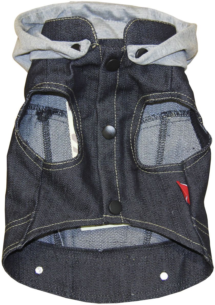 Жилет для собак Gaffy Pet Denim. Размер XS11017 XS Жилет для собак Gaffy Pet Denim. Размер XS11017 XSОригинальный жилет-куртка из потертой джинсы с хлопковым капюшоном. Для всех маленьких модников и модниц. Можно сочетать с рубашками и майками. Яркий и запоминающийся дизайн.Фиксируется на животе кнопками. Материал кнопок: металл.Обхват шеи, см: 20.Обхват груди, см: 35.Длина спины, см: 22.