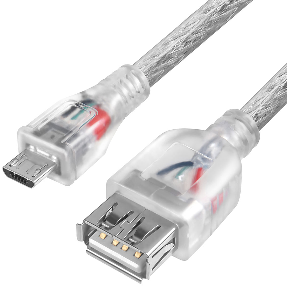 Greenconnect GCR-MB3AF-BD2S, Transparent кабель-переходник OTG micro USB (0,15 м)