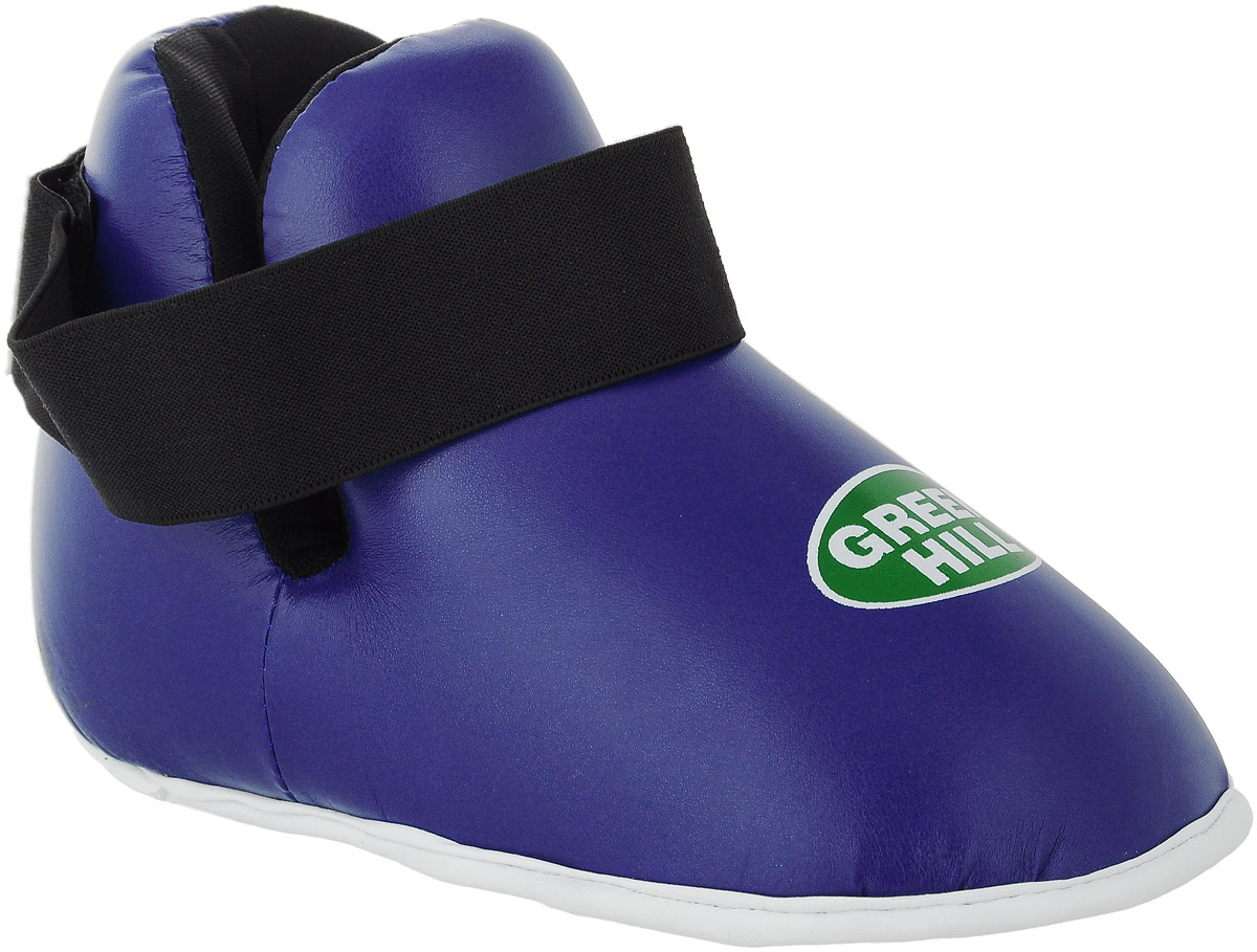 Футы детские Green Hill Kids Panther, 8-10 лет, цвет: синий. Размер 1KBSP-3076K Футы детские Green Hill Kids Panther, 8-10 лет, цвет: синий. Размер 1KBSP-3076KФуты детские Green Hill Kids Panther применяются для занятий кикбоксингом. Выполнены из высококачественной искусственной кожи, наполнитель - вспененный полимер. Фунты крепятся с помощью двух резинок на стопе и пальцах, а также большой резинки на липучке в задней части футов, которая обеспечивает лучшую фиксацию ноги.Особенности футов:-защита стоп и суставов от возможных травм и повреждений; -ремешок-застежка на липучке.Длина стопы: 22 см. Ширина: 9 см.Размер ноги должен быть меньше на 1-1,5 см.