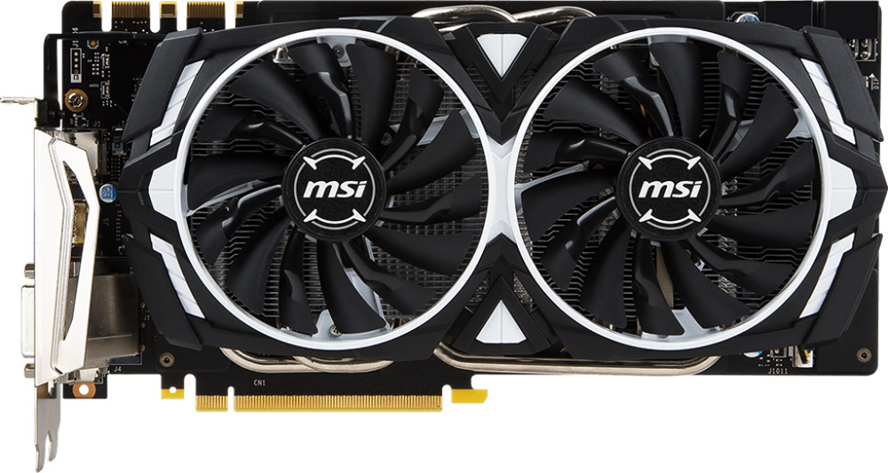 MSI GeForce GTX 1070 Ti Armor 8GB видеокартаGTX 1070 TI ARMOR 8G MSI GeForce GTX 1070 Ti Armor 8GB видеокартаGTX 1070 TI ARMOR 8GУнаследовав дизайн Armor Shield, видеокарты MSI GeForce GTX 1070 Ti Armor выполнены в стильном черно-белом цвете. Идеальное решение для геймеров и кейс моддеров, которые ищут уникальный продукт для своих работ. Именно здесь гейминг встречает класс.Система охлаждения ARMOR 2Х имеет два вентилятора MSI TORX. Благодаря запатентованному дизайну, вентиляторы MSI TORX обеспечивают великолепное охлаждение, оставаясь при этом невероятно тихими.Впервые представленная в 2008 году технология MSI ZeroFrozr не осталась незамеченной, в то время как сейчас, она уже успела стать индустриальным стандартом. Суть технологии заключается в управлении вентиляторами, которые полностью останавливаются при отсутствии нагрузки. Таким образом, вы можете полностью сосредоточиться на игре, не отвлекаясь на шум вентиляторов.Под стильным кожухом и двумя вентиляторами скрывается массивный радиатор с огромным количеством алюминиевых ребер охлаждения, рассеивающих тепло от графического процессора. Медные тепловые трубки имеют хороший тепловой контакт с радиатором, что способствует эффективному охлаждению. Алюминиевые ребра охлаждения в купе с технологией Airflow Control максимально эффективно рассеивают тепло, идущее от тепловых трубок.Для того чтобы в полной мере насладиться впечатляющими мирами виртуальной реальности, необходимо высокопроизводительное оборудование. Хотите подготовить вашу систему к поддержке технологий VR? MSI - ведущий мировой бренд в мире high-end гейминга и киберспорта дает совет, как это сделать. Объединяя только самые передовые технологии, MSI создает оборудование для приложений виртуальной реальности. MSI переносит любителей компьютерных игр на совершенно новый уровень реализма виртуальной реальности, где игры оживают.MSI Afterburner – это самое популярное приложение в мире для разгона графических карт, которое позволяет получить полный контроль над видеокартой. Утилита также позволяет получать исчерпывающую информацию об аппаратной части вашего ПК, производить настройку работы вентиляторов, осуществлять запись видео и выполнять тестирование.
