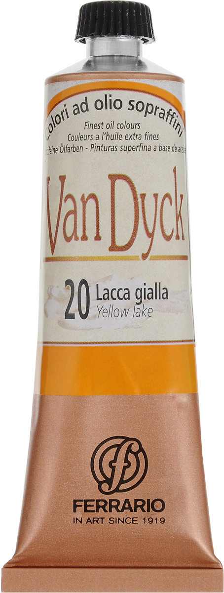 Ferrario Краска масляная Van Dyck цвет №20 желтый лакAV0017CO20 Ferrario Краска масляная Van Dyck цвет №20 желтый лакAV0017CO20Масляные краски серии VAN DYCK итальянской компании Ferrario изготавливаются из натуральных мелко тертых пигментов с добавлением качественного связующего материала. Благодаря этому масляные краски VAN DYCK обладают превосходной светостойкостью, чистотой цветов и оттенков. Краски можно разбавлять льняным маслом, терпентином или нефтяными разбавителями. Все цвета хорошо смешиваются между собой. В серии масляных красок VAN DYCK представлено 87 различных оттенков, а также 6 металлических оттенков. Дополнительные характеристики:– Изготавливаются из натуральных мелко тертых пигментов с добавлением качественного связующего материала;– Краски хорошо смешиваются между собой;