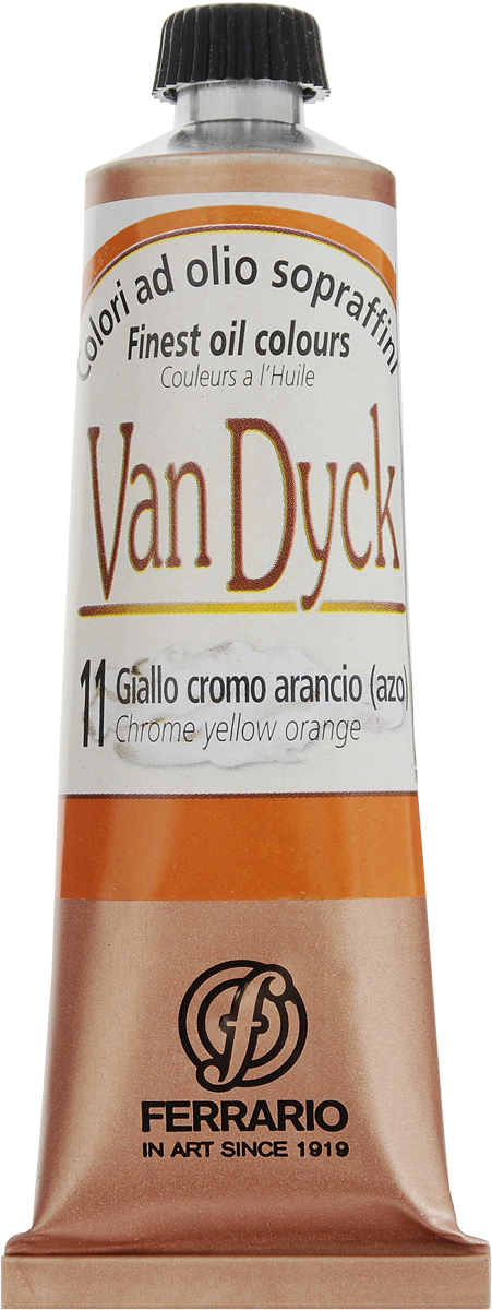 Ferrario Краска масляная Van Dyck цвет №11 хром желто-оранжевыйAV0017CO11 Ferrario Краска масляная Van Dyck цвет №11 хром желто-оранжевыйAV0017CO11Масляные краски серии VAN DYCK итальянской компании Ferrario изготавливаются из натуральных мелко тертых пигментов с добавлением качественного связующего материала. Благодаря этому масляные краски VAN DYCK обладают превосходной светостойкостью, чистотой цветов и оттенков. Краски можно разбавлять льняным маслом, терпентином или нефтяными разбавителями. Все цвета хорошо смешиваются между собой. В серии масляных красок VAN DYCK представлено 87 различных оттенков, а также 6 металлических оттенков. Дополнительные характеристики:– Изготавливаются из натуральных мелко тертых пигментов с добавлением качественного связующего материала;– Краски хорошо смешиваются между собой;