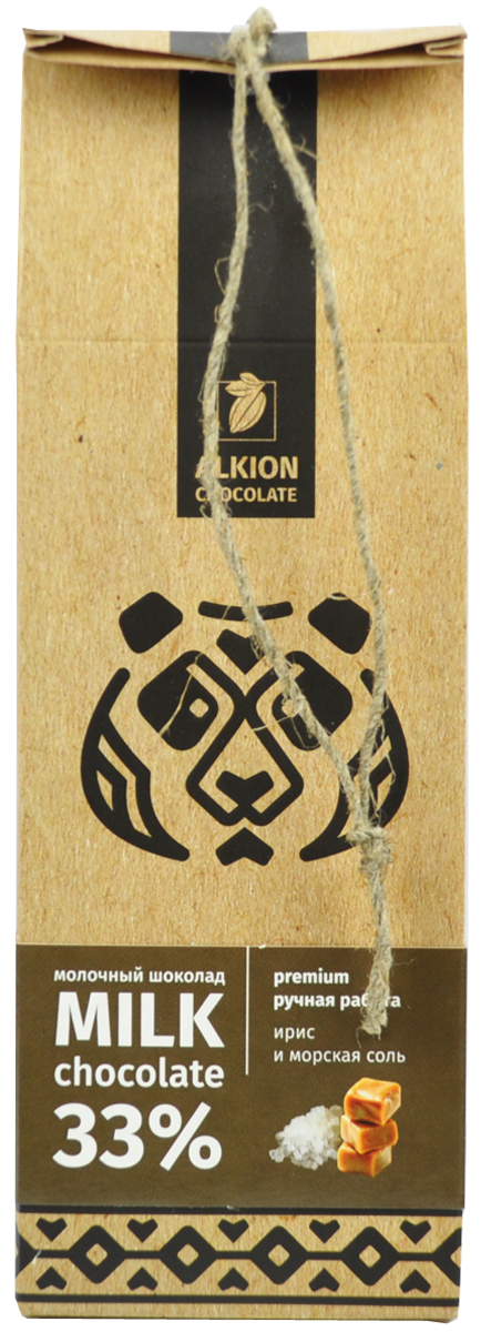 Alkion шоколад молочный ирис и морская соль, 100 г0079 Alkion шоколад молочный ирис и морская соль, 100 г0079Плитка оригинального молочного шоколада с карамельным ирисом и морской солью.