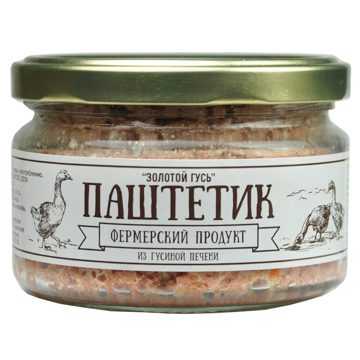Фермерский продукт паштет золотой гусь, 200 гБ0002519 Фермерский продукт паштет золотой гусь, 200 гБ0002519Прекрасные паштеты, приготовленные с любовью по традиционным рецептам из свежего, натурального мяса и ароматных специй. Фермерский продукт.