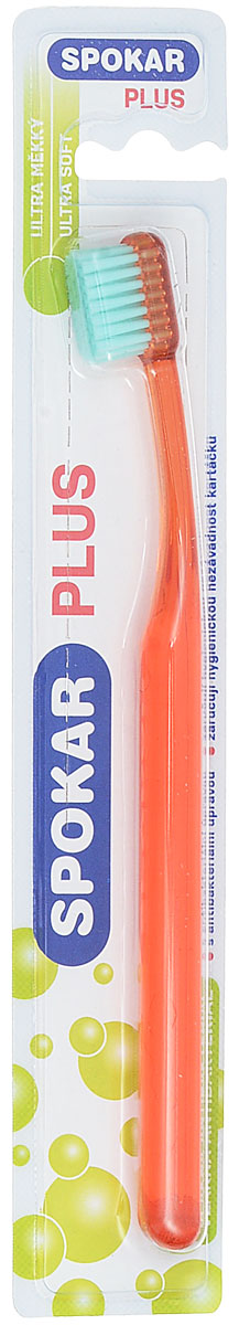 Spokar Зубная щетка Plus Ultra Soft, антибактериальная, цвет красный