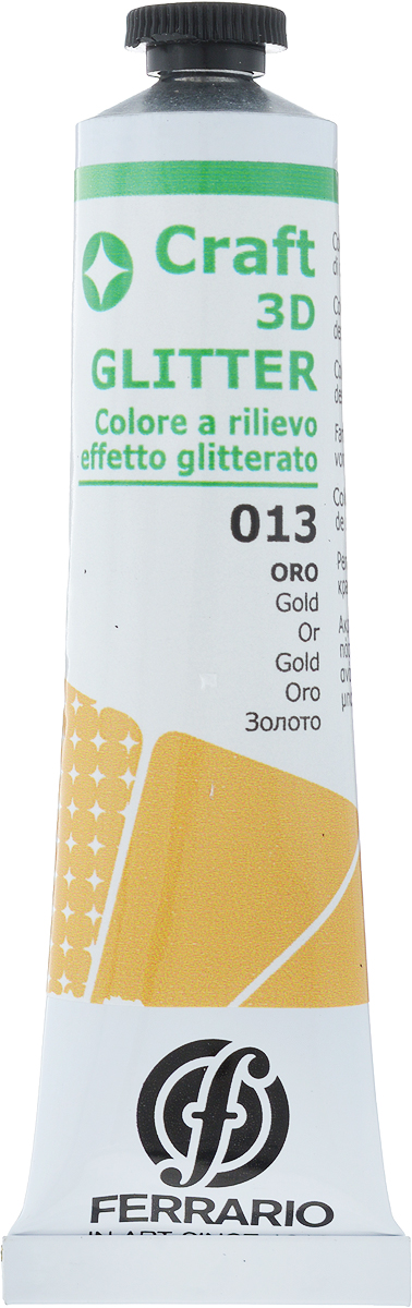 Ferrario рельефный контур цвет глиттер №13 золото