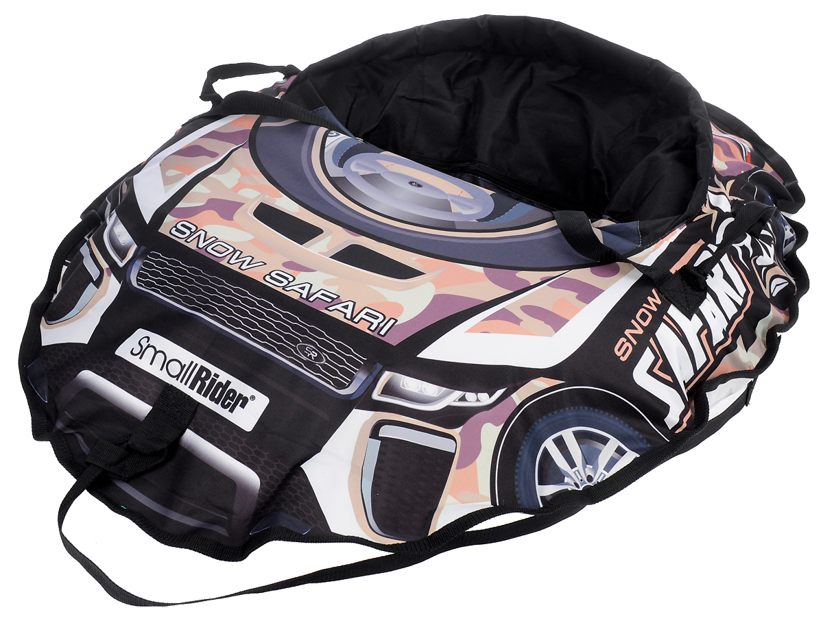 Small Rider Надувные санки-тюбинг Snow Cars Range цвет черный светло-желтый00-00000195_сафари и камуфляж Small Rider Надувные санки-тюбинг Snow Cars Range цвет черный светло-желтый00-00000195_сафари и камуфляжНадувные санки-тюбинг Small Rider Snow Cars: Range порадуют любого малыша, обожающего зимние забавы. С такими санками кататься со снежной горки будет еще веселее и безопаснее!Санки-тюбинг (также известные как ватрушка) выполнены из прочного ПВХ и покрыто водонепроницаемой плотной тканью Poly Oxford. Она Она делает Snow Cars 2 воздушными в отличие от тяжеловесных ватрушек с тканью тент. Надувные санки Snow Cars 2 имеют округлую форму и большую камеру, делающую стенки уже, благодаря чему ребенок внутрь садится достаточно глубоко и не выпадет во время спуска. Такая форма также уменьшает риск опрокидывания тюбинга во время спуска.Тюбинг комплектуется фирменной автокамерой с маркировкой Small Rider которая имеет минимум запаха и изготовлена по японской технологии. Тюбинг оформлен стильным дизайном, который не сотрется и всегда будет четким и ярким благодаря полноцветной высококачественной цифровой печати по ткани. Наличие ремней безопасности делает катание еще более безопасным и комфортным.Оригинальный тюбинг, дизайн которого был вдохновлен русской зимой, станет превосходным подарком для любого ребенка.УВАЖАЕМЫЕ КЛИЕНТЫ! Просим вас обратить внимание на тот факт, что изделие поставляется в сдутом виде и надувается при помощи насоса (насос не входит в комплект).