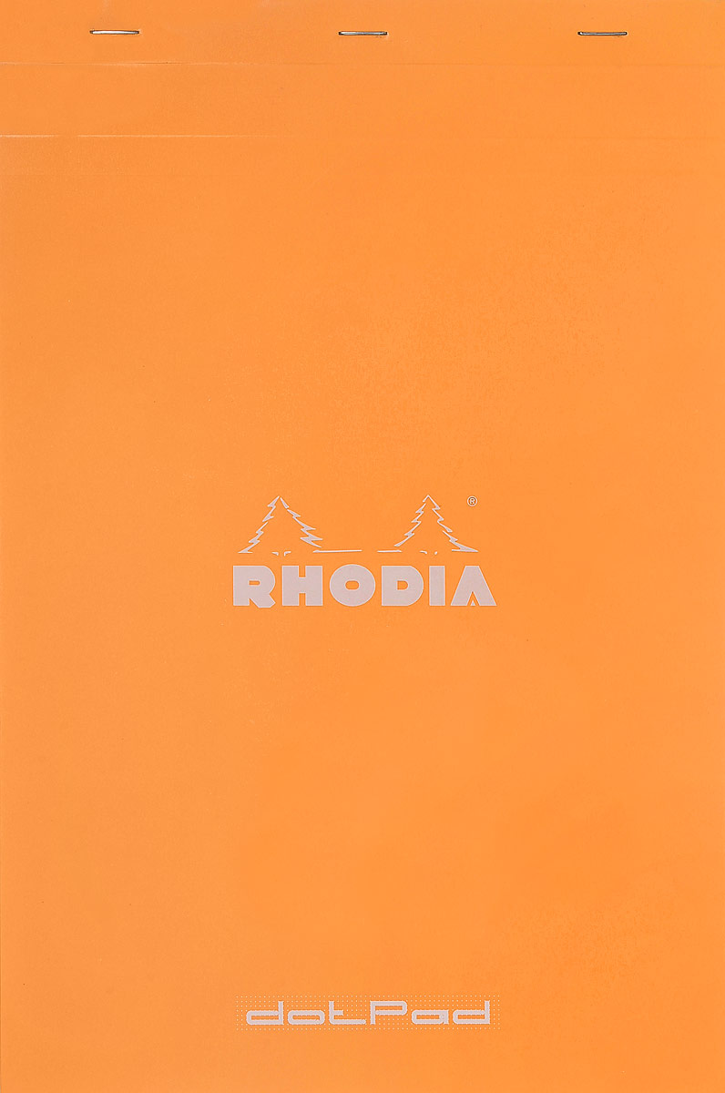 Rhodia Блокнот 80 листов в точку Вид 219558C_вид 2 Rhodia Блокнот 80 листов в точку Вид 219558C_вид 2Блокнот для графики в точку на скобах. Оранжевая обложка из плотного картона со специальной водонепроницаемой пропиткой, ее можно легко отогнуть вверх и загнуть на заднюю уплотненную подложку. Внутри 80 белых листов в серую точку с шагом 5 мм из веленевой бумаги плотностью 80 гр/м2.Дополнительные характеристики:- тип крепления: на скобах;- микроперфорация по верхнему краю страниц;- разметка: портретная;