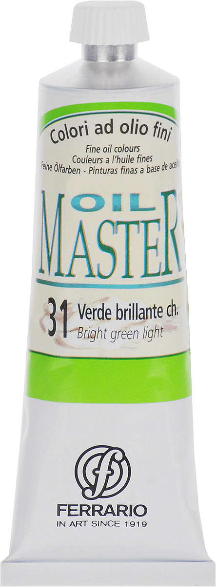 Ferrario Краска масляная Oil Master цвет №31 яркий светло-зеленыйAM0030CO031 Ferrario Краска масляная Oil Master цвет №31 яркий светло-зеленыйAM0030CO031Масло Oil Master итальянской компании Ferrario подходит как начинающим художникам, так и профессионалам. Краска изготавливается из светостойких пигментов мелкого помола. Благодаря тому, что некоторые натуральные пигменты были заменены на аналоги краски серии Oil Master стали более доступны по цене. Светостойкие краски отлично лессируются и хорошо смешиваются между собой. Краску можно разбавлять льняным маслом, терпентином или нефтяными разбавителями. В работе с красками используют кисти из щетины, синтетики и волоса колонка.
