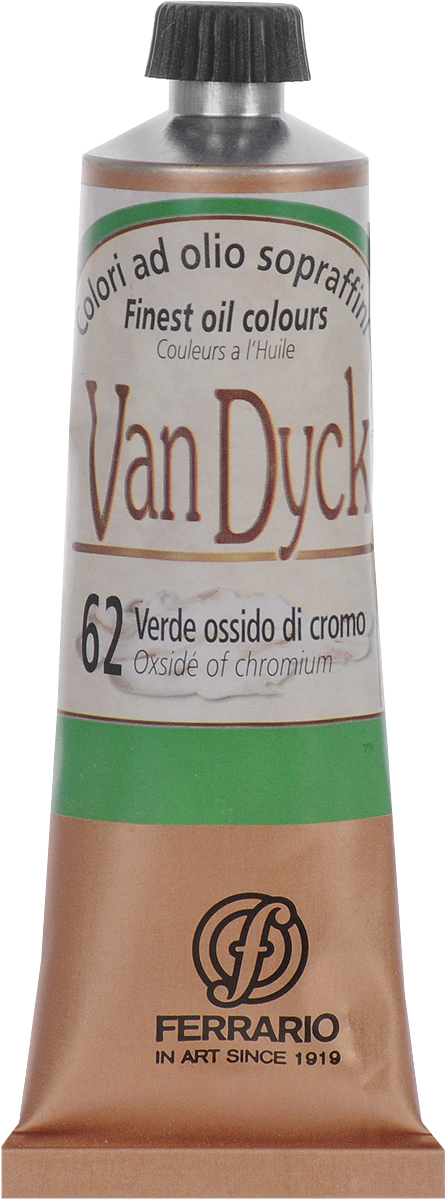 Ferrario Краска масляная Van Dyck цвет №62 оксид хромаAV0017CO62 Ferrario Краска масляная Van Dyck цвет №62 оксид хромаAV0017CO62Масляные краски серии Van Dyck итальянской компании Ferrario изготавливаются из натуральных мелко тертых пигментов с добавлением качественного связующего материала. Благодаря этому масляные краски Van Dyck обладают превосходной светостойкостью, чистотой цветов и оттенков. Краски можно разбавлять льняным маслом, терпентином или нефтяными разбавителями. Все цвета хорошо смешиваются между собой. В серии масляных красок Van Dyck представлено 87 различных оттенков, а также 6 металлических оттенков.