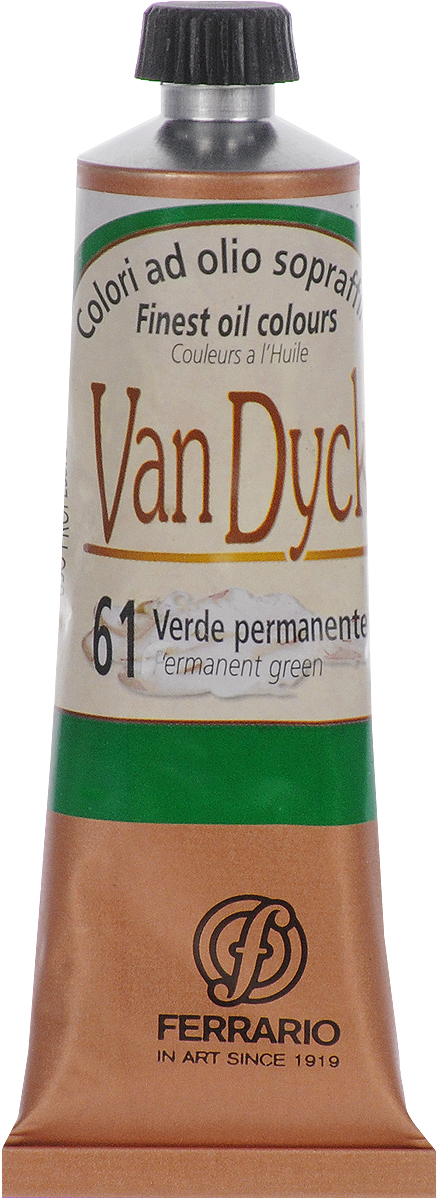 Ferrario Краска масляная Van Dyck цвет №61 пермаментный зеленыйAV0017CO61 Ferrario Краска масляная Van Dyck цвет №61 пермаментный зеленыйAV0017CO61Масляные краски серии Van Dyck итальянской компании Ferrario изготавливаются из натуральных мелко тертых пигментов с добавлением качественного связующего материала. Благодаря этому масляные краски Van Dyck обладают превосходной светостойкостью, чистотой цветов и оттенков. Краски можно разбавлять льняным маслом, терпентином или нефтяными разбавителями. Все цвета хорошо смешиваются между собой. В серии масляных красок Van Dyck представлено 87 различных оттенков, а также 6 металлических оттенков.
