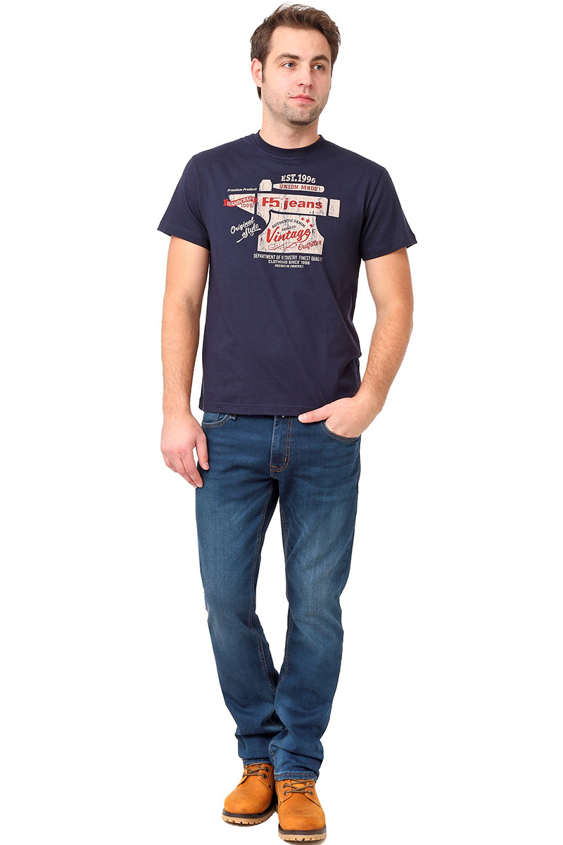 Футболка мужская F5 TR Plain Vintage, цвет: синий. 270109. Размер 3XL (56)270109_navy Футболка мужская F5 TR Plain Vintage, цвет: синий. 270109. Размер 3XL (56)270109_navyСтильная мужская футболка F5 выполнена из натурального хлопка. Футболка с коротким рукавом и круглым вырезом горловины оформлена принтом.