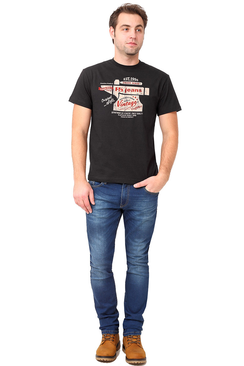 Футболка мужская F5 TR Plain Vintage, цвет: черный. 270110. Размер XL (52)270110_black Футболка мужская F5 TR Plain Vintage, цвет: черный. 270110. Размер XL (52)270110_blackСтильная мужская футболка F5 выполнена из натурального хлопка. Футболка с коротким рукавом и круглым вырезом горловины оформлена принтом.