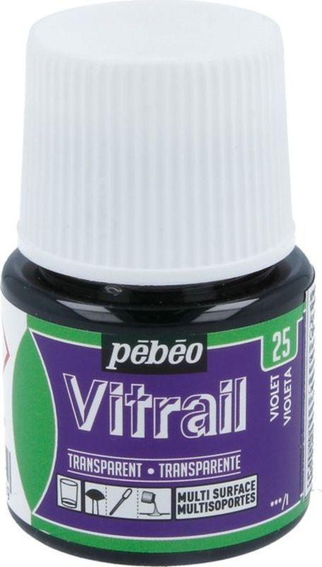 Pebeo Краска для стекла и металла Vitrail лаковая прозрачная цвет 050-025 фиолетовый 45 мл