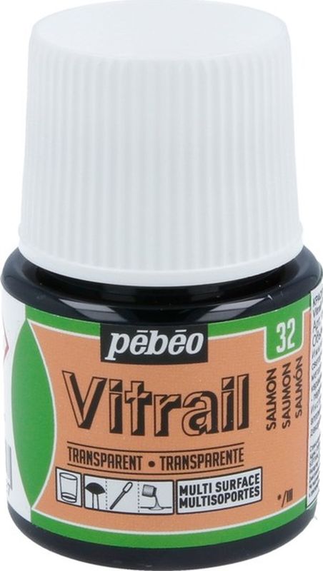 Pebeo Краска для стекла и металла Vitrail лаковая прозрачная цвет 050-032 лосось 45 мл