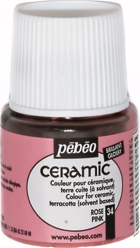 Pebeo Краска по керамике и металлу Ceramic 025-034 розовый 45 мл025-034 Pebeo Краска по керамике и металлу Ceramic 025-034 розовый 45 мл025-034Краски Ceramic на основе органического растворителя - сольвентаМожно наносить на глиняные изделия, дерево и даже холстИмеют очень высокую светостойкостьКраски смешиваются друг с другом Для сохранения блеска краскинеобходимо предварительно нанести грунт для пористых поверхностейЧтобы избежать потеков при нанесении краски на выпуклые поверхности не оставляйте много краски на кистиПрименение:Краски Ceramic наносятся кистью, губкой, через трафарет, подходят для техники марморирования…Краски Ceramic можно сочетать с фактурными красками Fantasy Moon для созданияэффекта мраморной поверхности Высыхание: 2 часа поверхностное, 10 часов полноеВремя высыхания может меняться взависимости: от толщины нанесенного слоя, от температуры и влажности рабочего помещения Разбавление-очистка:Растворитель без запаха или уайт-спирит