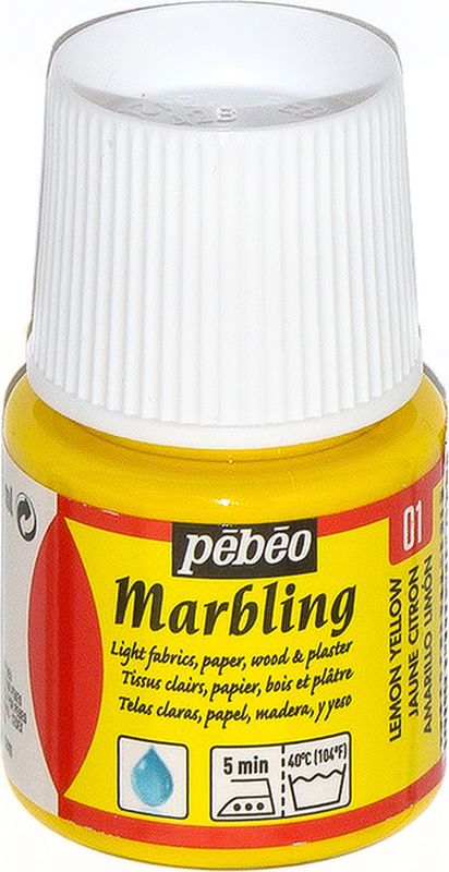 Pebeo Краска Marbling для техники Эбру цвет 130-001 желтый лимонный 45 мл