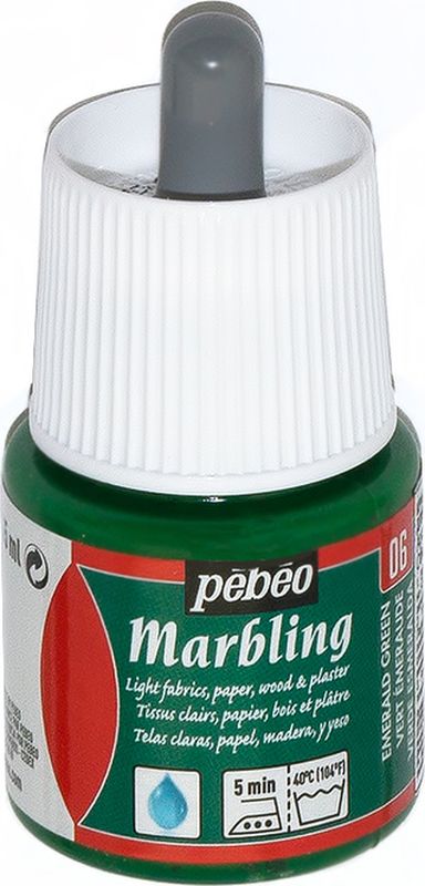 Pebeo Краска Marbling для техники Эбру цвет 130-006 изумрудный зеленый 45 мл