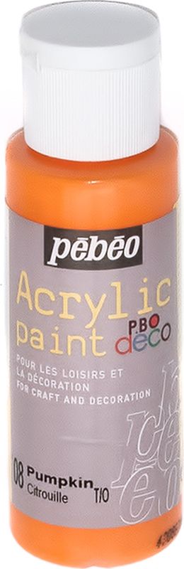 Pebeo Краска акриловая декоративная Acrylic Paint цвет 097008 тыква 59 мл097008 Pebeo Краска акриловая декоративная Acrylic Paint цвет 097008 тыква 59 мл097008Декоративные акриловые краски Acrylic Paint предназначены для росписи по дереву, гипсу, картону и другим поверхностямКраски смешиваются друг с другомВодостойкие после высыханияОбладают высокой покрывной способностьюИмеют матовый блескРазводятся водой