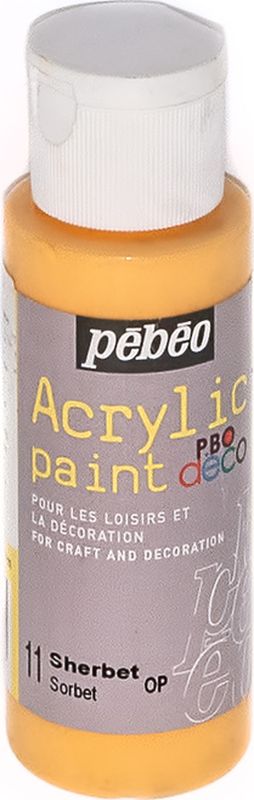 Pebeo Краска акриловая декоративная Acrylic Paint цвет 097011 щербет 59 мл097011 Pebeo Краска акриловая декоративная Acrylic Paint цвет 097011 щербет 59 мл097011Декоративные акриловые краски Acrylic Paint предназначены для росписи по дереву, гипсу, картону и другим поверхностямКраски смешиваются друг с другомВодостойкие после высыханияОбладают высокой покрывной способностьюИмеют матовый блескРазводятся водой