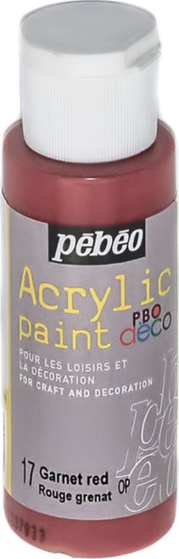 Pebeo Краска акриловая декоративная Acrylic Paint цвет 097017 гранатовый 59 мл097017 Pebeo Краска акриловая декоративная Acrylic Paint цвет 097017 гранатовый 59 мл097017Декоративные акриловые краски Acrylic Paint предназначены для росписи по дереву, гипсу, картону и другим поверхностямКраски смешиваются друг с другомВодостойкие после высыханияОбладают высокой покрывной способностьюИмеют матовый блескРазводятся водой