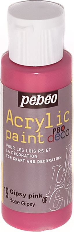 Pebeo Краска акриловая декоративная Acrylic Paint цвет 097019 цыганский розовый 59 мл097019 Pebeo Краска акриловая декоративная Acrylic Paint цвет 097019 цыганский розовый 59 мл097019Декоративные акриловые краски Acrylic Paint предназначены для росписи по дереву, гипсу, картону и другим поверхностямКраски смешиваются друг с другомВодостойкие после высыханияОбладают высокой покрывной способностьюИмеют матовый блескРазводятся водой