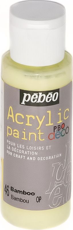 Pebeo Краска акриловая декоративная Acrylic Paint 097046 бамбук 59 мл097046 Pebeo Краска акриловая декоративная Acrylic Paint 097046 бамбук 59 мл097046Декоративные акриловые краски Acrylic Paint предназначены для росписи по дереву, гипсу, картону и другим поверхностямКраски смешиваются друг с другомВодостойкие после высыханияОбладают высокой покрывной способностьюИмеют матовый блескРазводятся водой