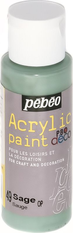 Pebeo Краска акриловая декоративная Acrylic Paint цвет 097049 шалфей 59 мл097049 Pebeo Краска акриловая декоративная Acrylic Paint цвет 097049 шалфей 59 мл097049Декоративные акриловые краски Acrylic Paint предназначены для росписи по дереву, гипсу, картону и другим поверхностямКраски смешиваются друг с другомВодостойкие после высыханияОбладают высокой покрывной способностьюИмеют матовый блескРазводятся водой
