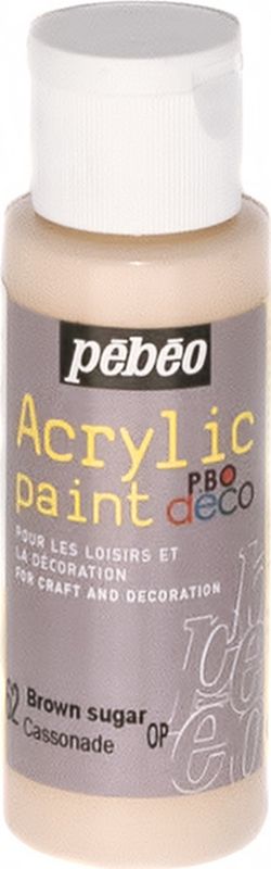 Pebeo Краска акриловая декоративная Acrylic Paint цвет 097062 жженый сахар 59 мл097062 Pebeo Краска акриловая декоративная Acrylic Paint цвет 097062 жженый сахар 59 мл097062Декоративные акриловые краски Acrylic Paint предназначены для росписи по дереву, гипсу, картону и другим поверхностямКраски смешиваются друг с другомВодостойкие после высыханияОбладают высокой покрывной способностьюИмеют матовый блескРазводятся водой
