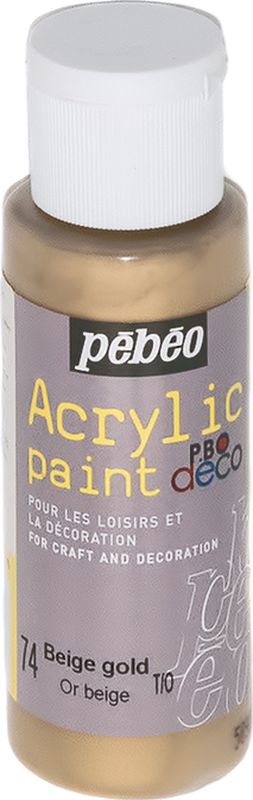 Pebeo Краска акриловая декоративная Acrylic Paint цвет 097074 золотисто-бежевый металлик 59 мл097074 Pebeo Краска акриловая декоративная Acrylic Paint цвет 097074 золотисто-бежевый металлик 59 мл097074Декоративные акриловые краски Acrylic Paint предназначены для росписи по дереву, гипсу, картону и другим поверхностямКраски смешиваются друг с другомВодостойкие после высыханияОбладают высокой покрывной способностьюИмеют матовый блескРазводятся водой