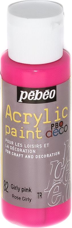 Pebeo Краска акриловая декоративная Acrylic Paint цвет 097082 розовый неоновый 59 мл097082 Pebeo Краска акриловая декоративная Acrylic Paint цвет 097082 розовый неоновый 59 мл097082Декоративные акриловые краски Acrylic Paint предназначены для росписи по дереву, гипсу, картону и другим поверхностямКраски смешиваются друг с другомВодостойкие после высыханияОбладают высокой покрывной способностьюИмеют матовый блескРазводятся водой