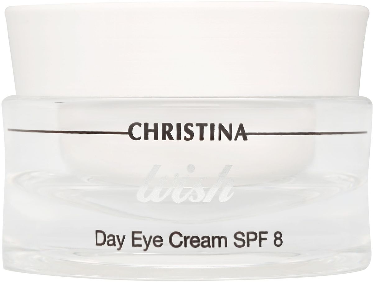 Christina Wish Day Eye Cream SPF8 - Дневной крем SPF8 для зоны вокруг глаз 30 млWET1 Christina Wish Day Eye Cream SPF8 - Дневной крем SPF8 для зоны вокруг глаз 30 млWET1Дневной крем с СПФ-8 для зоны вокруг глаз Christina Wish Day Eye Cream SPF-8 с выраженным антиоксидантным эффектом защищает и «оживляет» чувствительную кожу вокруг глаз. В состав препарата включены передовые ингредиенты, нейтрализующие пагубное действие свободных радикалов: фитиновая кислота, которая осветляет и выравнивает кожу, феруловая кислота, повышающая прочность тканей и выработку энергии здоровыми клетками. Противовозрастной эффект закрепляется DMEA, который улучшает проникновение активных веществ в кожу. Крем богат жирными кислотами, антиоксидантами и УФ-фильтрами. При регулярном использовании этого крема кожа вокруг глаз разглаживается и заметно омолаживается.Преимущества: защищает и омолаживает кожу вокруг глаз, сокращает выраженность морщин вокруг глаз, сглаживает эффект «гусиных лапок» у уголков глаз, осветляет темные круги под глазами и другие пятна, сокращает отечность вокруг глаз, выравнивает поверхность кожи, отшелушивает ее, повышает выработку энергии здоровыми клеточками.Объём: 30 мл