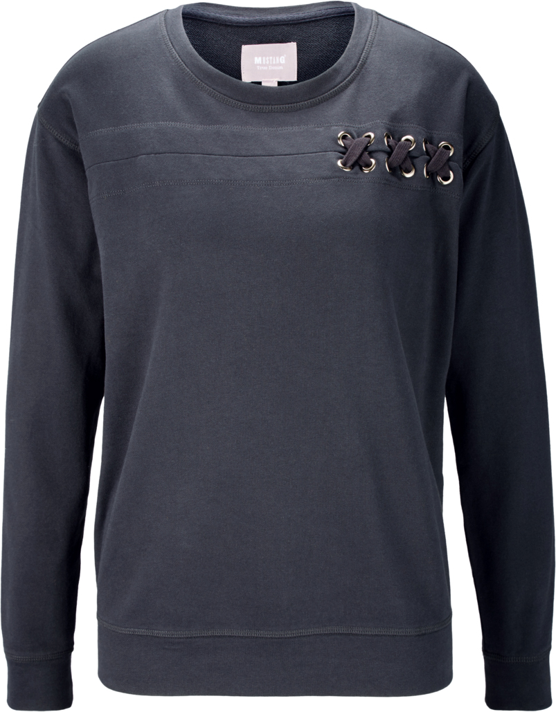 Свитшот женский Mustang Braided Sweatshirt, цвет: черный. 7571-1415-537_4084. Размер XS (42)7571-1415-537_4084 Свитшот женский Mustang Braided Sweatshirt, цвет: черный. 7571-1415-537_4084. Размер XS (42)7571-1415-537_4084Свитшот изготовлен из качественного смесового материала и декорирован оригинальной шнуровкой. Модель выполнена с длинными рукавами и круглым вырезом горловины. Свитшот дополнен широкими эластичными резинками по низу изделия и на манжетах рукавов.