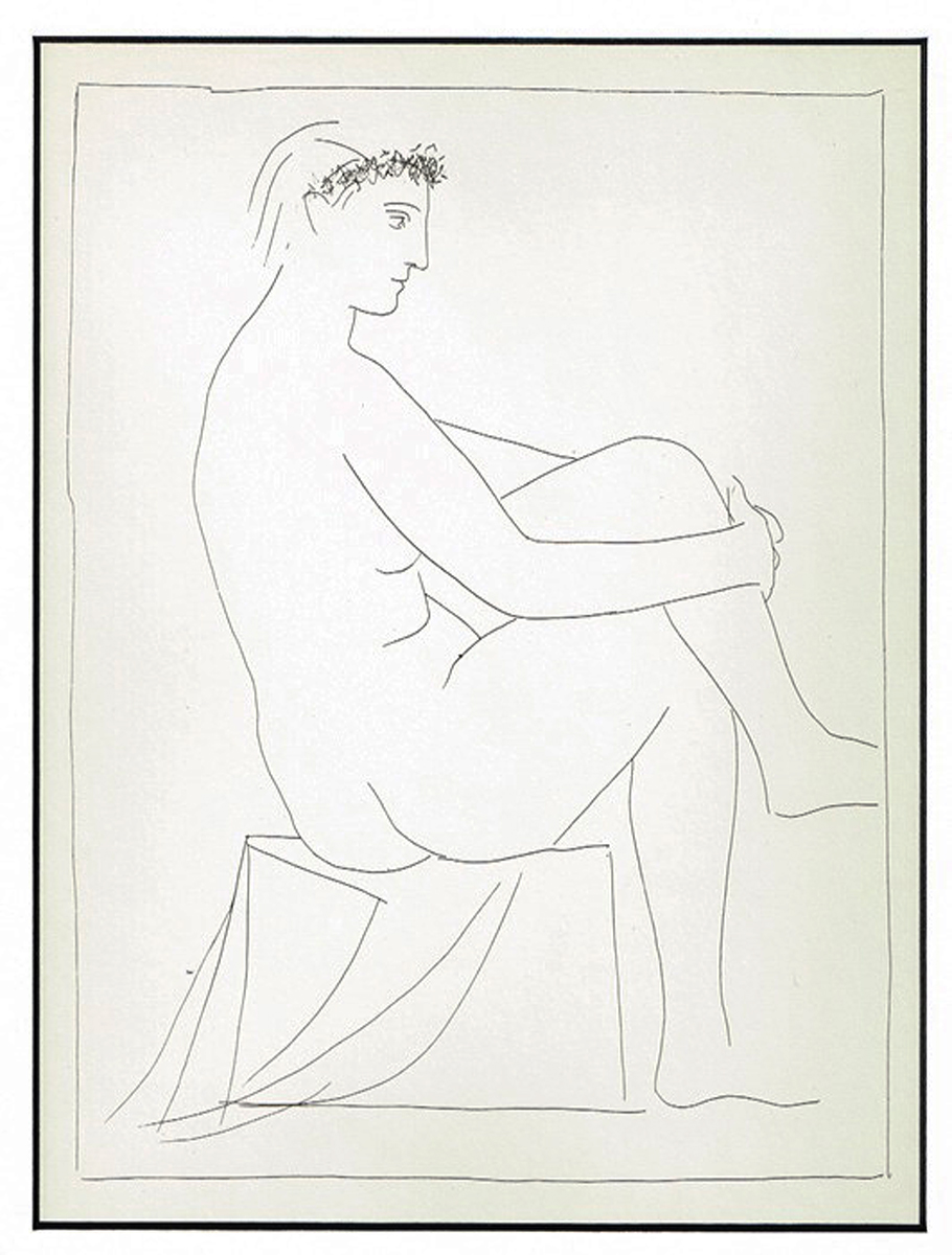 Обнаженная с венком (№1). Пабло Пикассо. Сюита Воллара. Литография. Испания, 1956 год