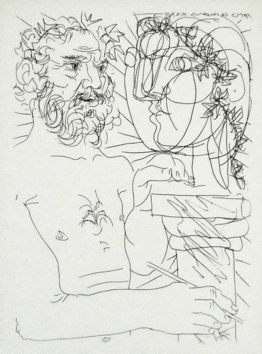 Скульптор за работой (№25). Пабло Пикассо. Сюита Воллара. Литография. Испания, 1956 год