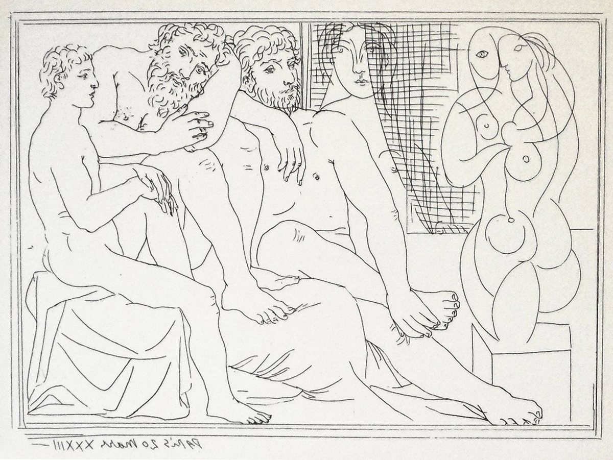 Скульпторы, модели и скульптура (№16). Пабло Пикассо. Сюита Воллара. Литография. Испания, 1956 год