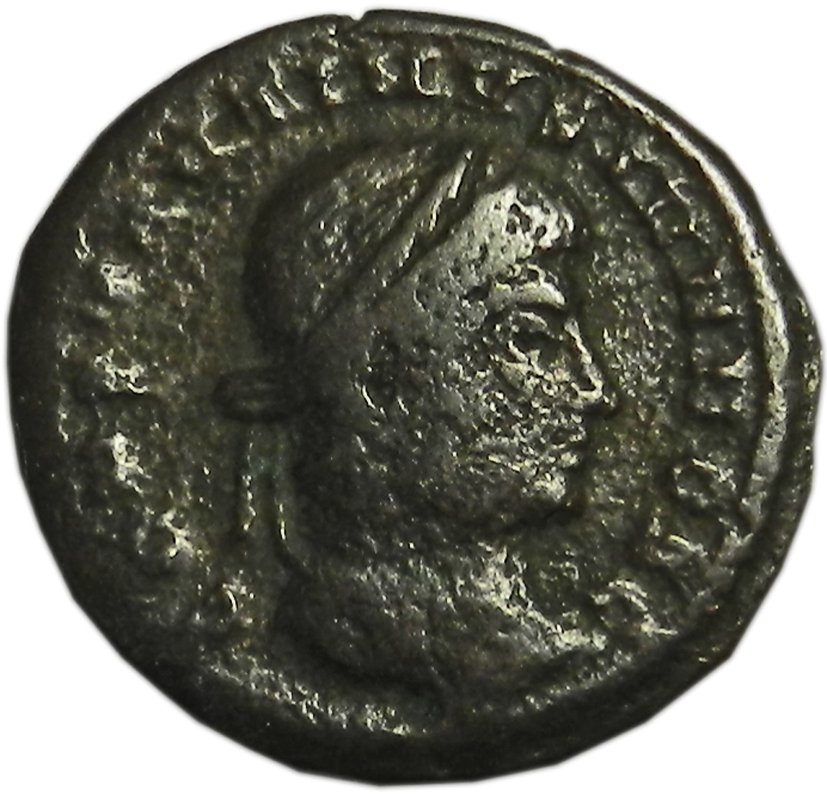 Монета фоллис. Константин II, 321-324 гг. Бронза. Античный Рим (Венок)