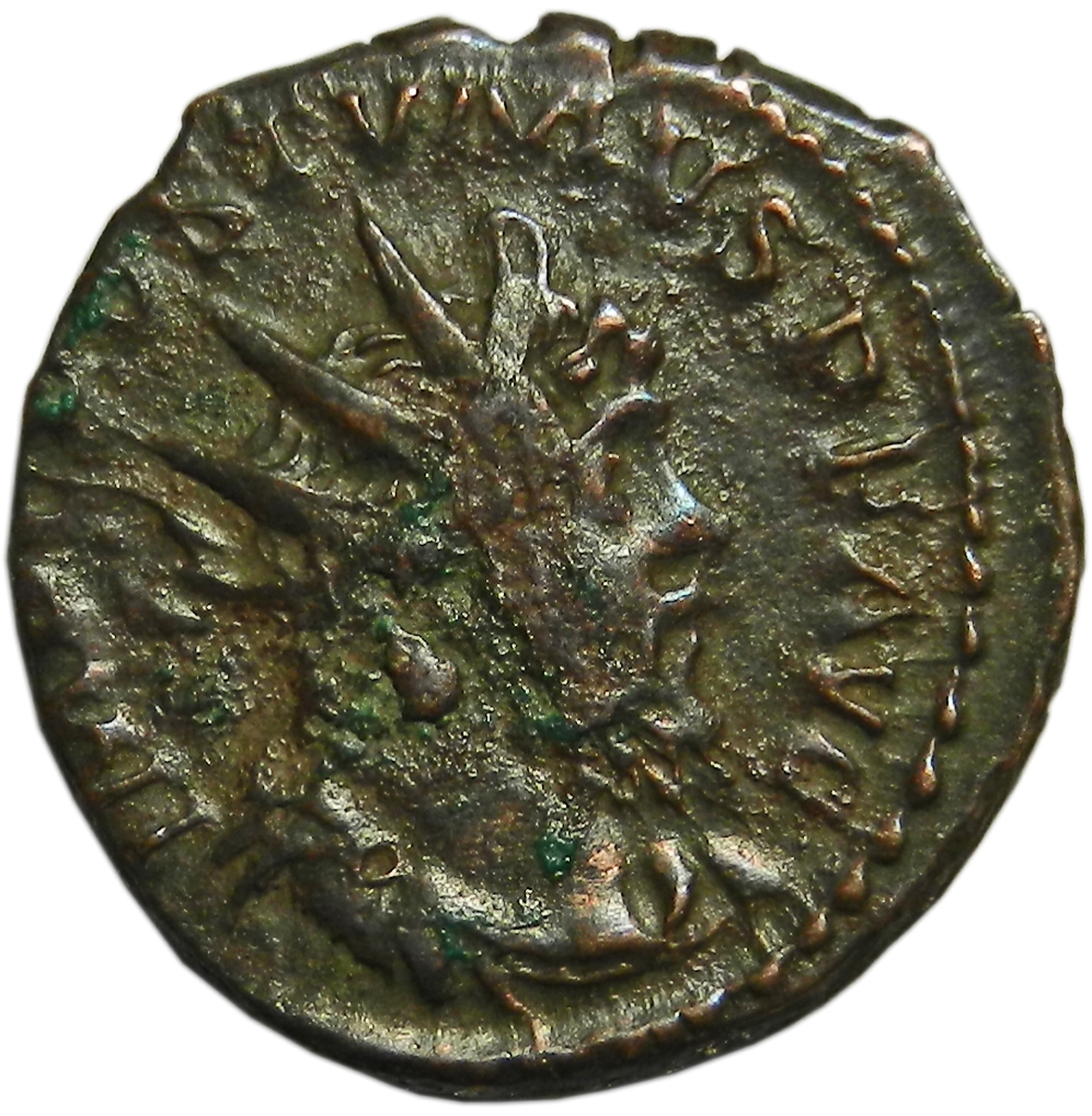 Монета антониниан. Постум, 268 год. Бронза. Античный Рим (Пакс)