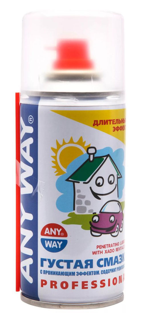 Смазка ХАДО Any Way, проникающая, с ревитализантом, 150 млXB40001 Смазка ХАДО Any Way, проникающая, с ревитализантом, 150 млXB40001Универсальная проникающая смазка-спрей для любых механизмов. Содержит ревитализант. Предназначена для всех узлов и механизмов, оружия, инвентаря и оборудования. Восстанавливает подвижность узлов, легко и быстро проникает в приржавевшее или заклинившее соединение, смазывает и разъединяет его. Эффективно защищает места контакта от коррозии. Нейтральна по отношению к резине, дереву, пластику, лакокрасочным покрытиям, воронению.