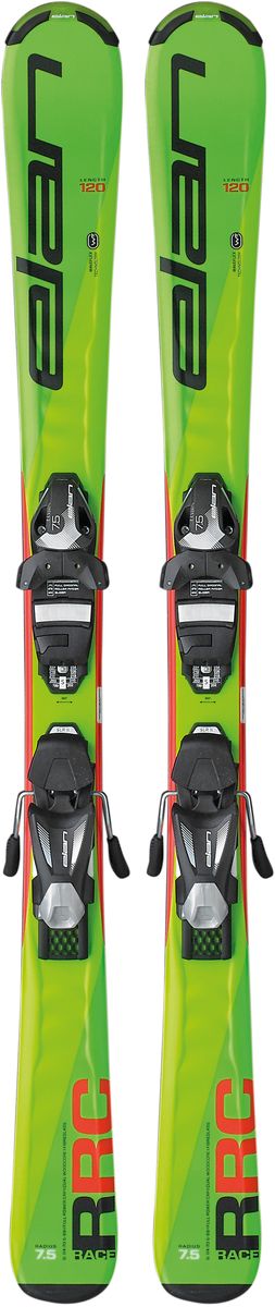 Лыжи горные детские Elan RC Race EL 7.5 QS, с креплениями, цвет: зеленый, рост 150 смXF0BPV16+DB865816 Лыжи горные детские Elan RC Race EL 7.5 QS, с креплениями, цвет: зеленый, рост 150 смXF0BPV16+DB865816Созданы для юных гонщиков, в них сочетается точно подобранная гибкость, торсионная жесткость и надежная хватка кантов.RC Race разработаны для продвинутых юных лыжников, это наши лучшие лыжи для юниоров с деревянным сердечником и инновационной технологией Elan Waveflex, обеспечивающей оптимальное сочетание комфорта, торсионной жесткости и надежной хватки кантов. RC Blue унаследовали дизайн от серии Ripstick, так что даже в этом отношении детям будет проще кататься как папа.Технические особенности:WaveflexWaveflex Waveflex - это уникальная технология Elan, представляющая собой волнообразный профиль верхней части лыжи. Это позволяет создавать очень гибкие лыжи, которыми легко управлять и с прекрасной торсионной жесткостью для уверенной хватки кантов. Раньше сложно было представить себе лыжи, в которых столь успешно сочетались бы эти характеристики.CamberCamber Максимальная контактная длина канта со склоном - некоторые называют весовой прогиб, или кэмбер традиционной конструкцией. У лыж с весовым прогибом по всей длине превосходная хватка кантов, они очень стабильны на скорости и обладают мощной отдачей в поворотах.SLR2SLR2 SLR System - это легкая платформа, благодаря которой настройка креплений - дело одной минуты. Эта платформа позволяет лыжам сохранять естественный прогиб под креплениями для послушности и отличной устойчивости, а минималистичная конструкция снижает вес до предела.Full Power CapFull Power Cap Full Power Cap - традиционная кэп-конструкция, очень легкая, маневренная и прощающая.Dual Wood CoreDual Wood Core В сердечнике Dual Wood Core применяется два симметричных деревянных стрингера, размещенных вдоль внешних кантов. Пространство между стрингерами заполнено композитным материалом. Такая конструкция улучшает передачу усилий и хватку кантов, и, при этом, лыжи очень послушны в любых условиях.FiberglassFiberglass Усиление фиберглассом оптимизирует распределение гибкости лыж и повышает их торсионную жесткость. Волокна фибергласса расположены либо на, либо под сердечником и улучшают его структурную целостность.
