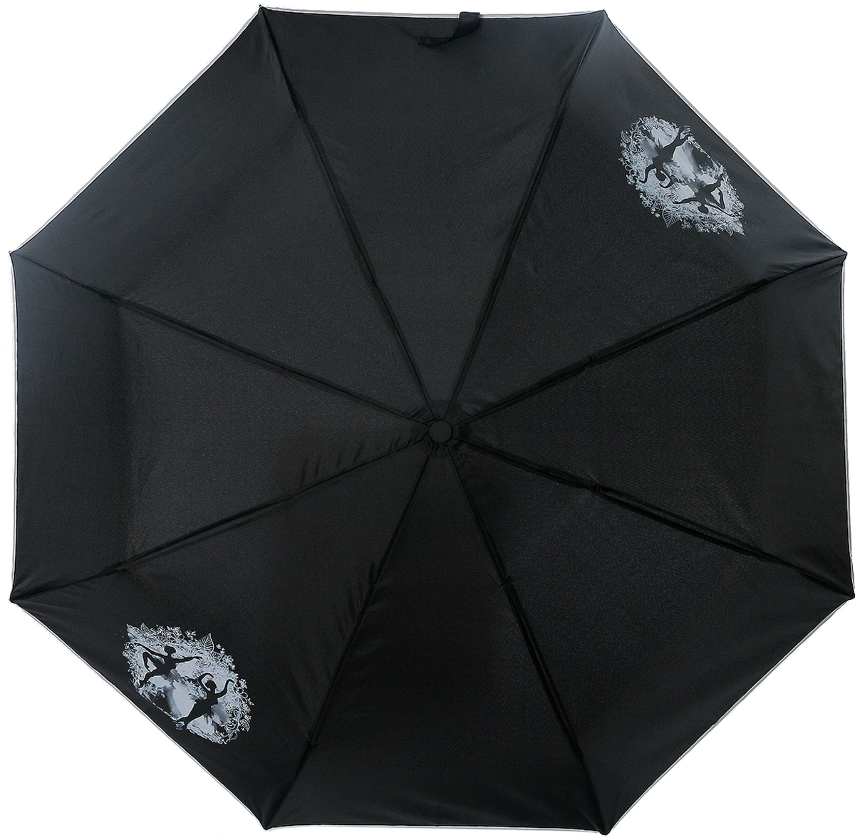 Зонт женский ArtRain, механический, 3 сложения, цвет: черный. 3511-1707