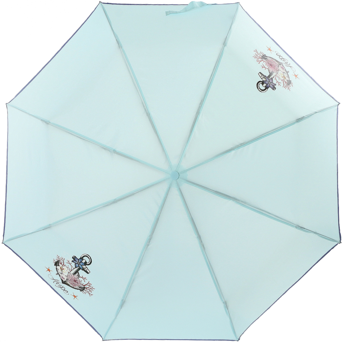 Зонт женский ArtRain, механический, 3 сложения, цвет: светло-бирюзовый. 3512-1721