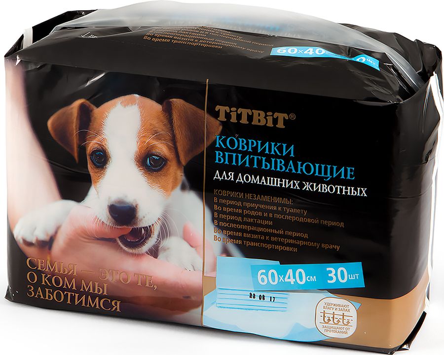 Подстилки для домашних животных Титбит , впитывающие, 60 х 40 см, 30 шт - Средства для ухода и гигиены Подстилки для домашних животных Титбит , впитывающие, 60 х 40 см, 30 шт - Средства для ухода и гигиены
