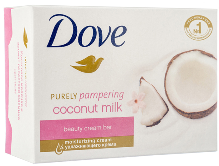 Dove Крем-мыло Кокосовое молочко и лепестки жасмина 135 гр21132294 Dove Крем-мыло Кокосовое молочко и лепестки жасмина 135 гр21132294Изысканное сочетание ароматов кокосового молочка и лепестков жасмина подарит Вам ощущение спокойствия и беззаботности.Благодаря четверти увлажняющего крема в его составе крем-мыло обеспечит бережное очищение и глубокое* питание кожи. Забота о себе еще никогда не была столь приятной!*роговой слой эпидермиса