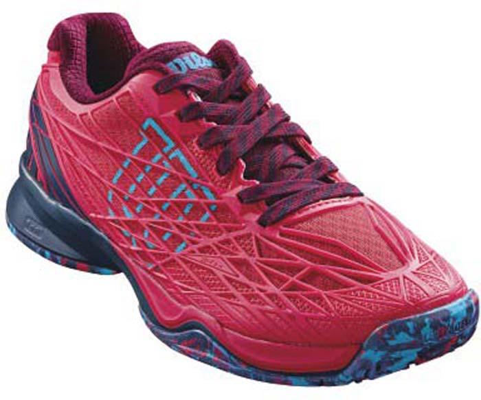 Кроссовки для тенниса женские Wilson Kaos W Virtual, цвет: красный. WRS323240. Размер 4,5 (36,5)WRS323240 Кроссовки для тенниса женские Wilson Kaos W Virtual, цвет: красный. WRS323240. Размер 4,5 (36,5)WRS323240Женские кроссовки для тенниса от Wilson - легкая и комфортная модель для быстрых и атакующих спортсменов всех возрастов. Кроссовки создают законченный образ с одеждой бренда Wilson. Верх модели выполнен из искусственной кожи со вставками из дышащего текстиля и оформлен названием и логотипом бренда. Классическая шнуровка гарантирует удобство и надежно фиксирует модель на ноге. Технология EndoFit создает идеальный обхват и посадку по ноге. Технология 2D-F.S для устойчивости и стабильности при боковых движениях; шасси Pro-Torque Chassis LT в верхней части подошвы контролирует поверхности при небольшом весе обуви. Технология Dynamic Fit-Dfz дает отличный контакт с кортом. Химически активные вещества R-DST в пяточной части для максимальной амортизации. Технология Duralast для лучшего сцепления с поверхностью корта. Съемная стелька EVA с внешней текстильной поверхностью обеспечивает комфорт во время пребывания на улице. Антибактериальная пропитка против запаха.