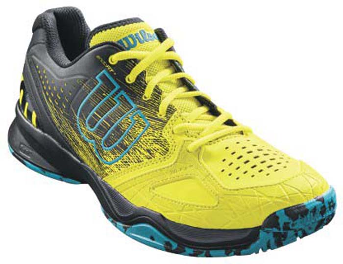Кроссовки для тенниса мужские Wilson Kaos Comp Safety, цвет: желтый. WRS323260. Размер 10,5 (44)WRS323260 Кроссовки для тенниса мужские Wilson Kaos Comp Safety, цвет: желтый. WRS323260. Размер 10,5 (44)WRS323260Мужские кроссовки для тенниса от Wilson - легкая и комфортная модель для быстрых и атакующих спортсменов всех возрастов. Кроссовки создают законченный образ с одеждой бренда Wilson. Верх модели выполнен из искусственной кожи со вставками из дышащего текстиля и оформлен названием и логотипом бренда. Классическая шнуровка гарантирует удобство и надежно фиксирует модель на ноге. Технология EndoFit создает идеальный обхват и посадку по ноге. Технология 2D-F.S для устойчивости и стабильности при боковых движениях; шасси Pro-Torque Chassis LT в верхней части подошвы контролирует поверхности при небольшом весе обуви. Технология Dynamic Fit-Dfz дает отличный контакт с кортом. Химически активные вещества R-DST в пяточной части для максимальной амортизации. Технология Duralast для лучшего сцепления с поверхностью корта. Съемная стелька EVA с внешней текстильной поверхностью обеспечивает комфорт во время пребывания на улице. Антибактериальная пропитка против запаха.