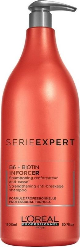 LOreal Professionnel Expert Infocer Shampoo Укрепляющий шампунь, 1500 млE2229200 LOreal Professionnel Expert Infocer Shampoo Укрепляющий шампунь, 1500 млE2229200Укрепляющий шампунь LOreal Professionnel Inforcer Strengthening Anti-Breakage Shampoo - это эффективное средство, устраняющее ломкость и выпадение волос.Специально разработанная формула с витамином В6 и биотином увеличивает прочность локонов, делая их блестящими и идеально гладкими. При регулярном использовании шампуня волосы становятся более крепкими, сильными и здоровыми.Объем: 1500 мл