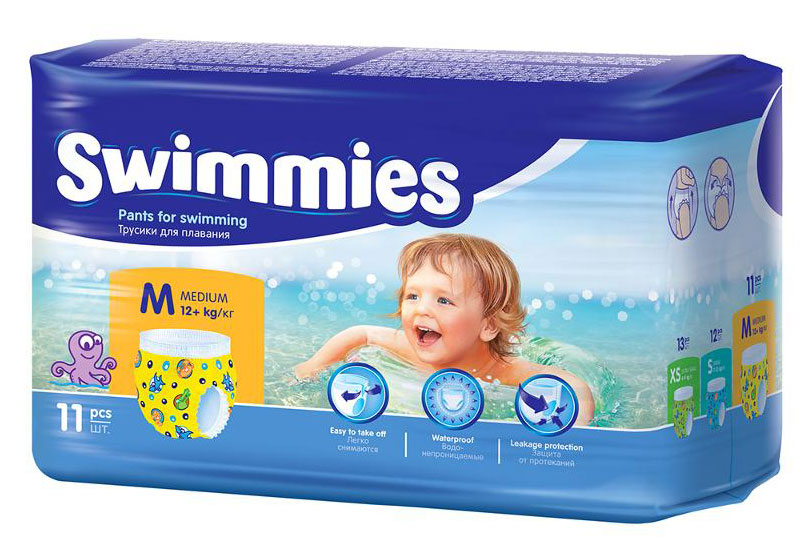 Swimmies Детские трусики для плавания Medium 12+ кг 11 шт