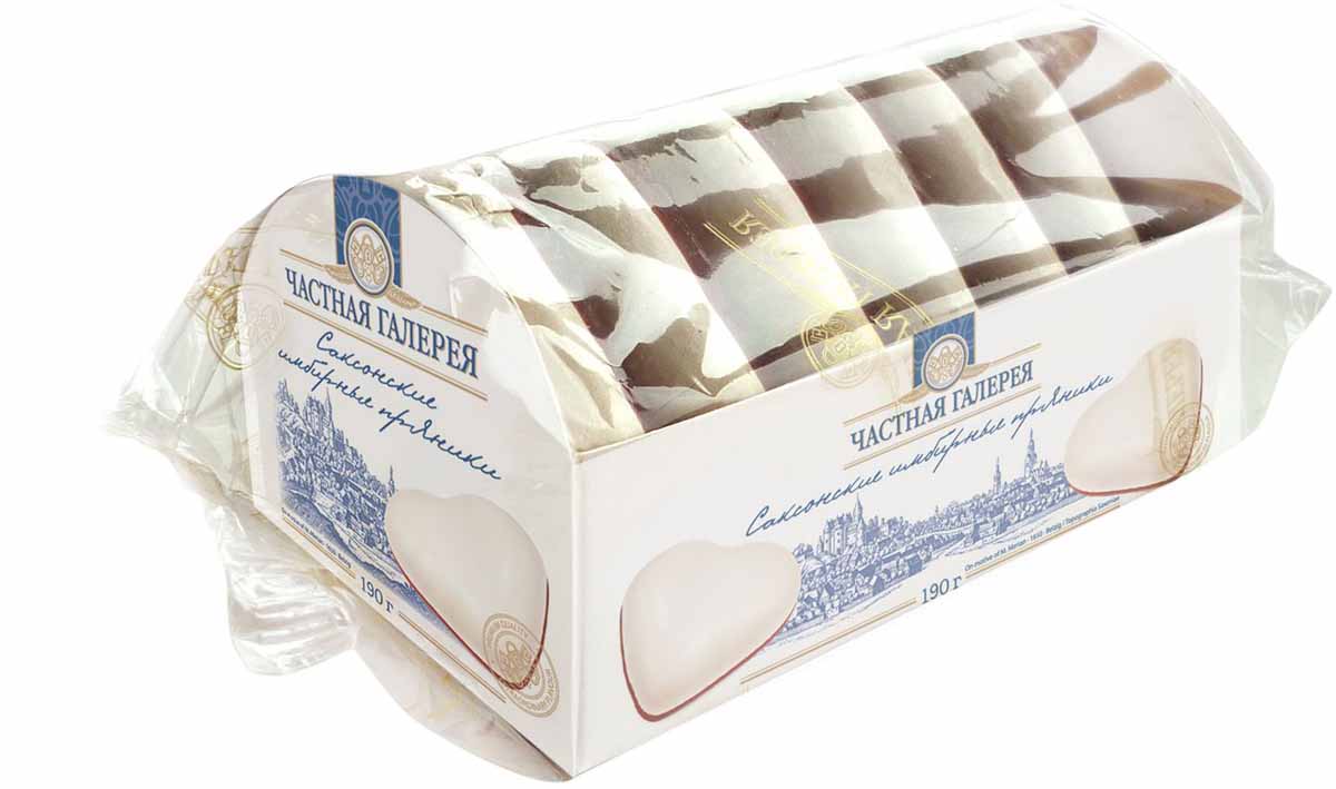 Частная Галерея Саксонские имбирные пряники, 190 г5908310282596 Частная Галерея Саксонские имбирные пряники, 190 г5908310282596Мягкие пряники в виде сердца в сахарной и шоколадной глазури - великолепный вкус, который пользуется большой популярностью у российских потребителей.